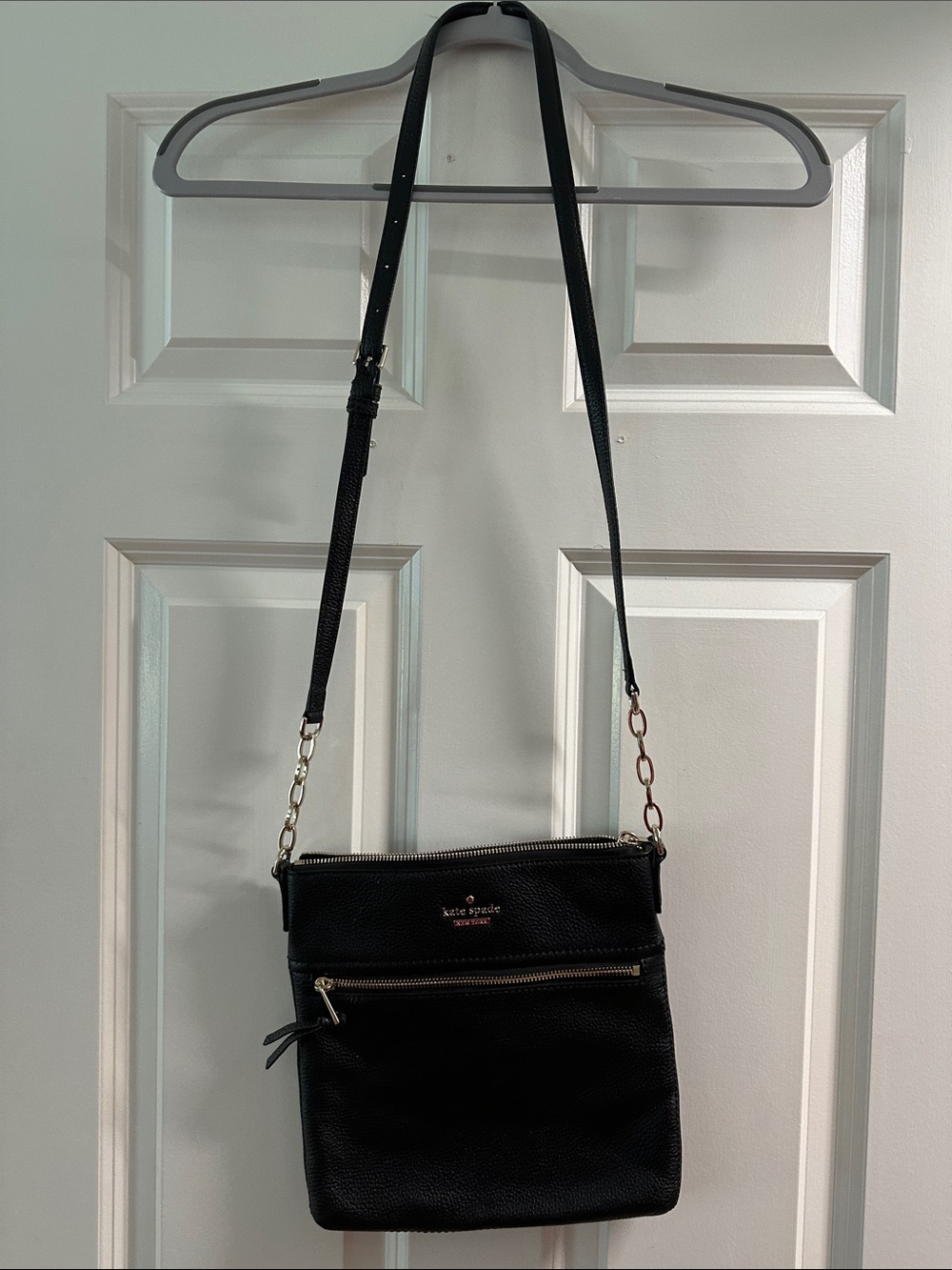 kate spade Black Pebbled Leather Crossbody with Gold Hardware